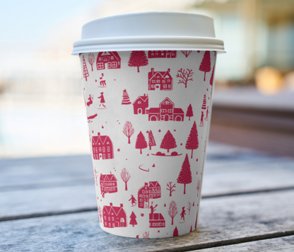 Holiday Paper Hot Cups - Single Wall - 700/Bundle