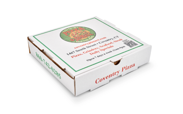 10x10x2" Custom Pizza Box, Color White, Avco Boxes